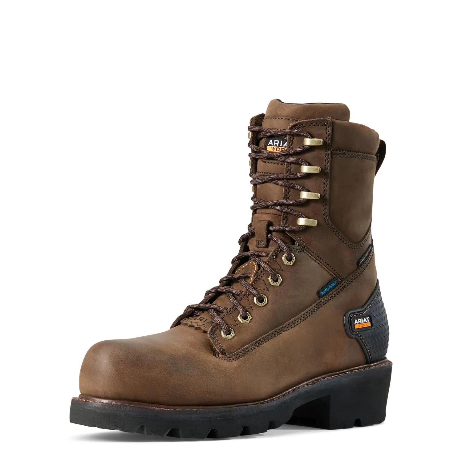 Powerline 8in Waterproof Composite Toe Work Boot Oily Distressed Brown