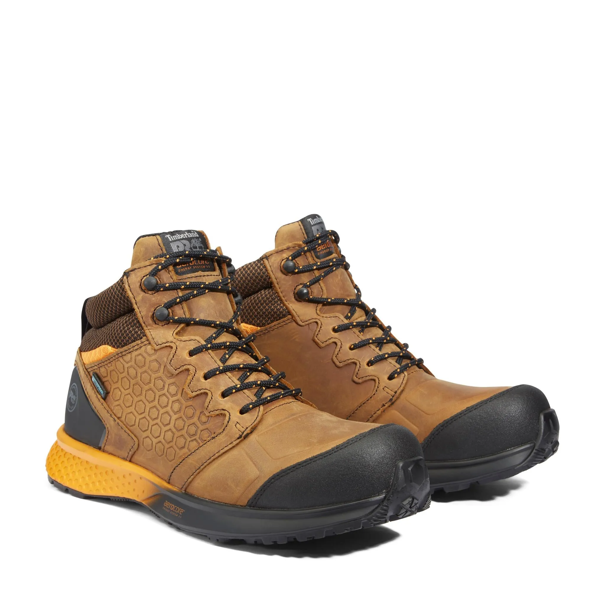 Reaxion Composite-Toe Waterproof Work Boot Brown/Orange