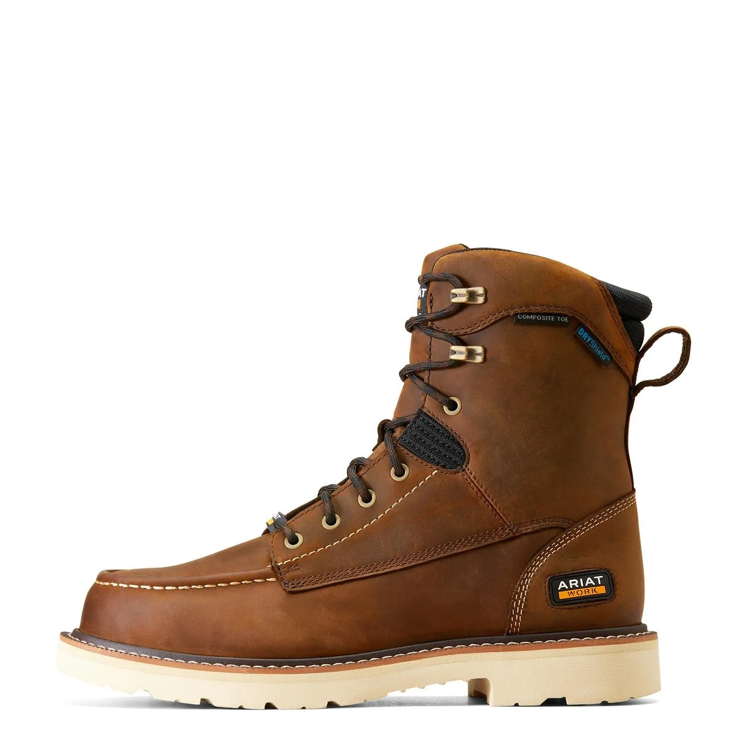 Rebar Lift 8in Waterproof Composite Toe Work Boot Distressed Brown