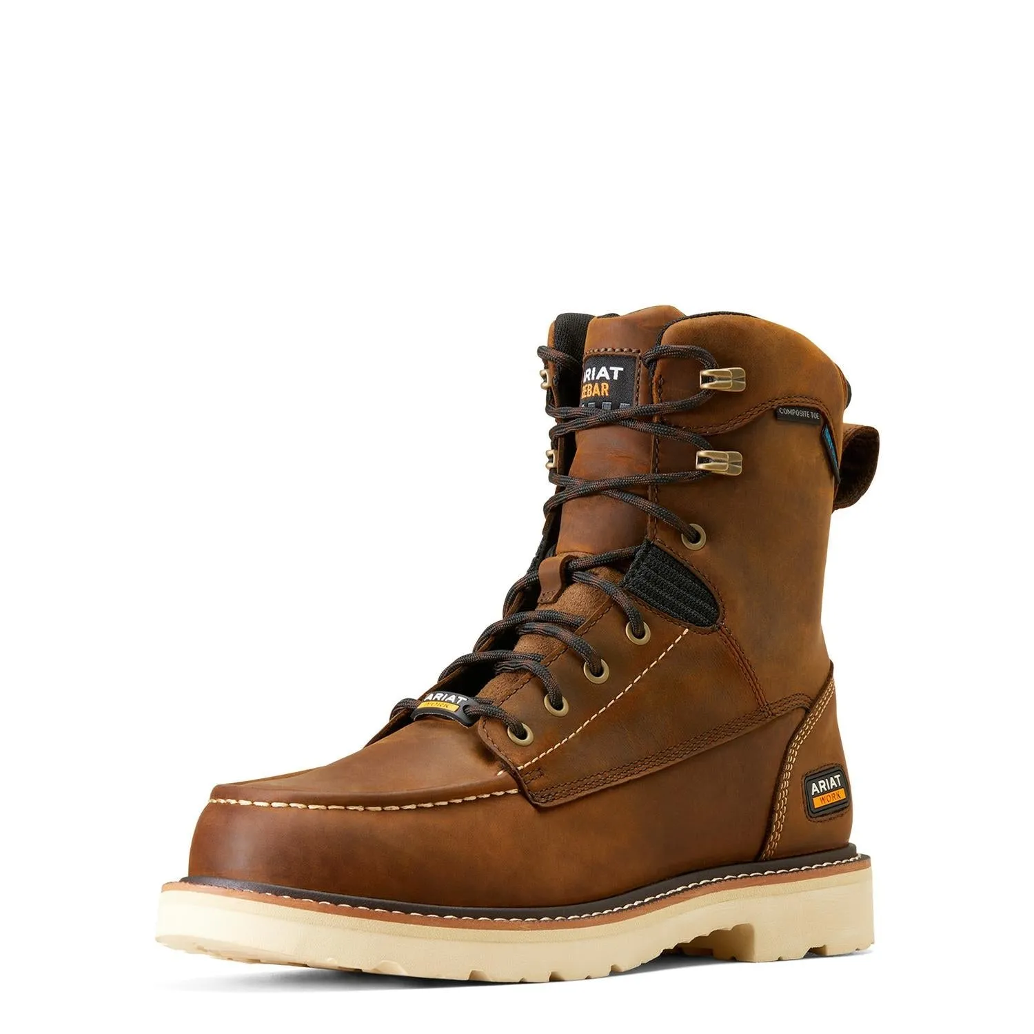 Rebar Lift 8in Waterproof Composite Toe Work Boot Distressed Brown