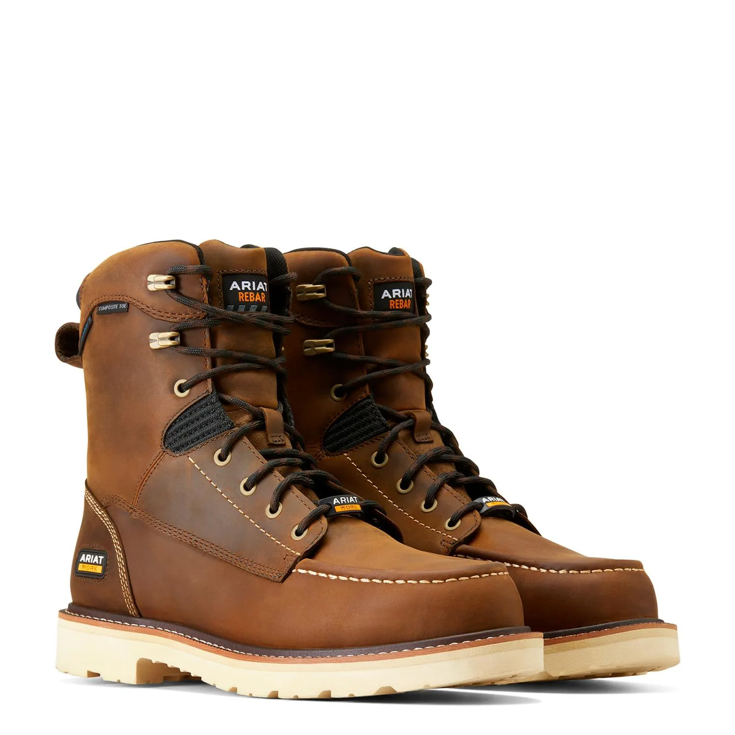 Rebar Lift 8in Waterproof Composite Toe Work Boot Distressed Brown