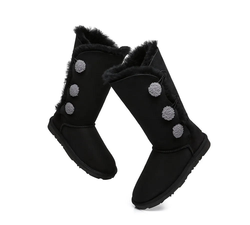 Tall Triple Button Sheepskin Boots Aspen